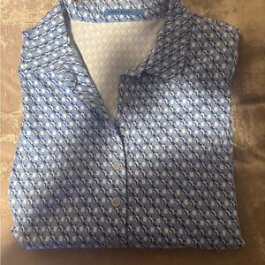 Casual Blue and White Button Down Shirt